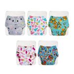 superbottoms Basic 5 Reusable Cloth Diaper For Babies 0-3Y | Freesize, Washable Baby Diapers (With Dry Feel Pad/Insert), 5 Count