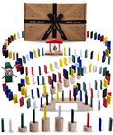 Jaques of London Wooden Domino Train Rally | 100% Wooden Dominoes for Children | Dominoes Rally Set Including Bridges, Bell tower and Windmill | Domino Run | Since 1795…