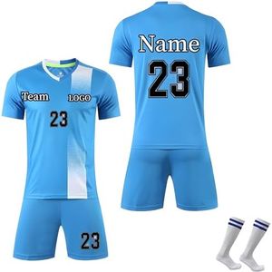 DVGEY Custom Soccer Jerseys Kids Boys Personalized Soccer Uniform for Men Women Girl with Any Logo Name Number (turquoise blue)