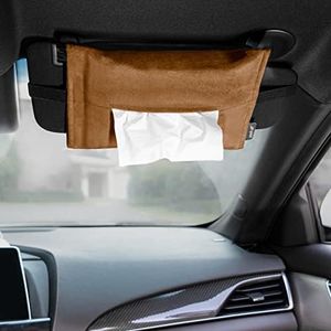 pack all Car Tissue Holder, Premium Microsuede Sun Visor Napkin Holder for Car, Universal Mask Holder Dispenser, Wipes Case for Car Backseat, Car Tissue Box for Vehicle Accessories (Mocha Brown)