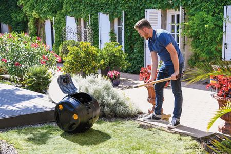 Hozelock Easymix 2-in-1 Rotating Composter, 100L – Fast Mixing, Black