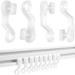 H&S Curtain Glider Hooks - 50pcs Plastic White Curtain Rail Track Gliders - Curtain Rail Glider - Curtain Hook Plastic - Curtain Rail Fittings - Curtain Clips With Hooks -Curtain Sliders - Track Hooks