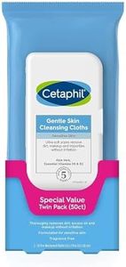 Cetaphil Face and Body Wipes, Gentle Skin Cleansing Cloths, 50 Count, Twin Pack, for Dry, Sensitive Skin, Flip Top Closure, Great for the Gym, Travel, in the Car, Hypoallergenic, Fragrance Free