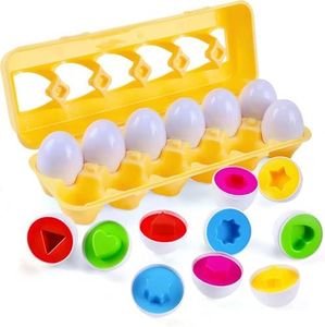MAGIFIRE Playtime Matching Eggs for Toddlers, 12 Matching Eggs with Coordinated Shapes and Colors, Montessori Toys, STEM Educational Toys for 1-2 Years Old, Ideal Easter Gifts for Kids