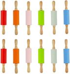 Miokun 12 Pack Small Rolling Pin for Kids, 9 Inch Kids Rolling Pin for Home Kitchen (6 colors)