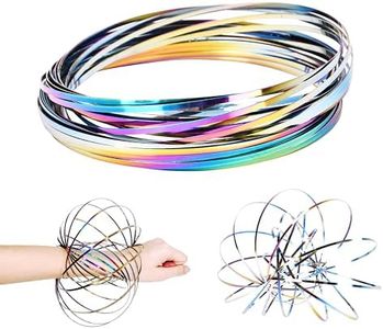 Neliblu Flow Ring - Stainless Steel Infinity Loop Hand Rings - 5.11" Diameter Original Flow Star Ring - Kinetic Spiral Loop - Stress Relief & Fun - Colorful Ring Coil for Kids and Adults - Set of 2