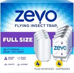 Zevo Flying Insect Trap for Indoors: Light Trap Captures Fruit Flies, Gnats and Houseflies, Starter Kit Value Packs (4 Plug-in Bases + 4 Cartridges)