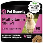 PetHonesty 10 in 1 Dog Vitamins, Glucosamine for Dogs, chondroitin, Probiotics for Dogs, Omega 3 Fish Oil, chondroitin, Dog Multivitamin for Health & Heart, Dog Essentials (Chicken)