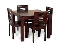 GFH Wooden Dining Table 4 Seater | Four Seater Dinning Table with 4 Chairs for Home | Dining Room Sets for Restaurant | Sheesham Wood, Walnut Finish