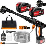 Cordless Pressure Washer,21V 45 Bar/652 PSI Portable Pressure Washer with 2PCS 3.0Ah Battery,6-in-1 Adjustable Nozzle,5m Hose Pressure Cleaner for Car/Floor/Garden Cleaning & Watering