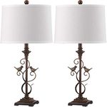 SAFAVIEH Lighting Collection Birdsong Rustic Farmhouse Oil-Rubbed Bronze 28-inch Bedroom Living Room Home Office Desk Nightstand Table Lamp Set of 2 (LED Bulbs Included)