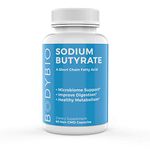 BodyBio Butyrate with Sodium - Supports Healthy Digestion, Gut & Microbiome - Increases Leptin Production for Appetite Control - No Fillers or Additives - 60 Capsules