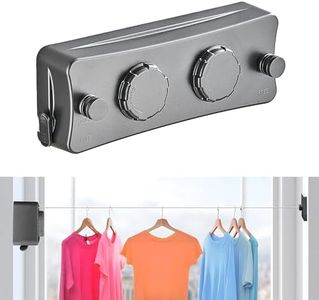 JOOM Retractable Clothesline Heavy Duty Clothes Drying Laundry Line Wall Mounted Easy Hanging Clothes Drying Laundry Line Retracting Hanging Lock to Prevent Sagging (Two line,Grey)