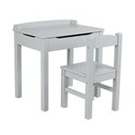 Melissa & Doug Wooden Lift-Top Desk & Chair - Gray , Grey | Wooden Toddler And Kids Desk For Ages 3+ With Self-Containted Storage And Chair Set