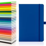 Notes London Eco A5 Notebook with Lined Pages, Pen Loop, Ribbon, Date Marks and Paper Pocket, Medium Hardback Journal, Note, sustainably sourced paper (Blue)