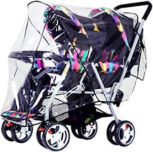 ITODA Twins Baby Pushchair Rain Cover Universal Sit Tandem Stroller Waterproof Rainy Weather Guard Outdoor Double Carriage Wind Dust Snow Protection Breathable Shield Transparent Accessories