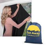 SUN AWAY Portable Blackout Curtain with Window Suction Cups - Easy Install Shade No Tools Required - Temporary Blinds Perfect for Baby Nursery or Dorm Room - with Travel Bag (66" Long x 51" Wide)