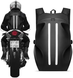 IMAGOA Motorcycle Backpack for Men, Waterproof Helmet Backpack with Reflective & Laptop Pocket, Large Motorcycle Bag Helmet Bag for Travel Daily Trips Office Trips, Black