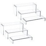 HIIMIEI Acrylic Display Risers, 2 Sets 6 Pcs 12" Large Acrylic Risers, Thickened to 5mm Clear Rectangular Display Stand for Cupcake Dessert Stand, Collections Products Display Shelf for Pop Figures