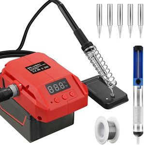 Cordless Soldering Iron Station for Milwaukee M18 18V Battery, Battery Soldering Iron Kit with Digital LCD Display,with 25g Soldering Wire,°C/ºF Conversion,for DIY,Appliance Repair,Wire Welding