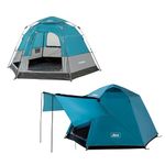IDOOGEN Pop Up Tents for Camping, Waterproof 4 Person Instant Tents Camping with Removable Rainfly, 2 Door 4 Mesh Windows Easy Setup Camping Tent, Included Moisture-Proof Mat