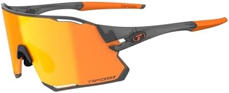 Tifosi Rail Race Cycling Sunglasses Men & Women Interchange Lens Options- Ideal For Cycling, Road, Gravel, MTB & Baseball (Satin Vapor (Clarion Orange/Clear))