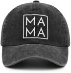 Waldeal Mama Hats for Women, Thank You Gifts for Mother, Adjustable Washed Embroidered Mom Baseball Cap Black