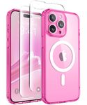 CAPRARO Magnetic for iPhone 15 Pro Max Case, [Compatible with MagSafe] [Full Camera Protection] [14FT Drop Protection] Shockproof Protective Slim Translucent Phone Case, Clear Neon