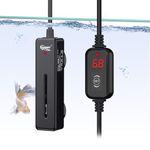 hygger Mini Fish Tank Submersible Heater 50-Watt for 5~10 Gallons Small Betta Aquarium Heater with Digital Display Controller Adjustable Temperature