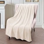 Exclusivo Mezcla Extra Large Fleece Throw Blanket for Couch, Sofa, 300GSM Super Soft and Warm Blankets, Ivory Throw All Season Use, Cozy, Plush, Lightweight, 50x70 Inches