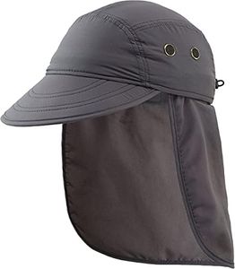 Magracy Men's Summer UPF 50+ Fishing Cap with Neck Flap Sun Protection Cap, Dark Grey, Medium-Large