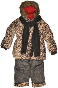 Rothschild Girls Perfect Animal Print Snowsuit with Scarf, Cocoa, 4
