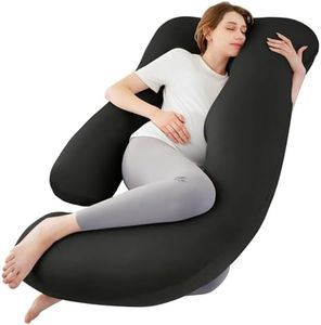 Sasttie Pregnancy Pillows for Sleeping, Jumbo U Shaped Cooling Full Body Pillow with Removable Cover, Pregnant Women Must Haves, Maternity Essential, Black