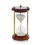 SOHRAB NAUTICALS 1 Minute Antique Wooden and Brass Sand Timer Hour Glass Sandglass Clock Ideal for Exercise Tea Making Antique Nautical Decor Theme 1 Minutes Size Home and opffice use