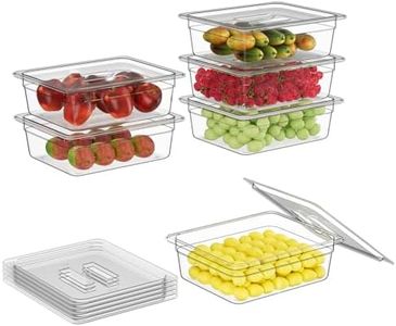 FORITRUE 1/2 4'' 6 Pack Plastic Food Pans With Lids, Clear Food Pan, Commercial Stackable Polycarbonate Freezer-Safe for Fruits Vegetables Restaurant Kitchen