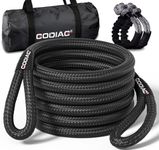 GODIAG 1"×30ft Kinetic Recovery Tow Rope (46500lbs) Heavy Duty Energy Rope with 2 Soft Shackles, 30% Elasticity Offroad Power Rope for Truck Jeep Car ATV UTV Tractor