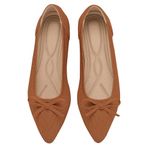 TINGRISE Women's Flats Pointed Toe Bow Knit Ballet Shoes Comfortable Dressy Slip On Flat Brown US10