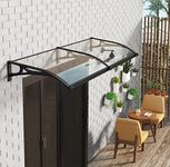 Window Door Awning Canopy UPF 52+, Aluminum Black Bracket Polycarbonate Board.Front Doors/Windows Overhang Awning for Sun Shutter, UV, Rain, Snow Protection Solid Sheet