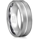 Netsky Tungsten rings for men,6mm 8mm Black/Silver Tungsten Carbide Wedding Promise Engagement Band Ring for Men, Comfort Fit Size 8 to 12, 9, No Gemstone