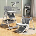 StarAndDaisy Galaxy Star High Chair For Baby Girls & Boys,Multifunction 6 In 1 Feeding Chair With Height Adjustment,One Click Fold,Detachble Food Tray,Reclining Seat 6 Months To 5 Years Kids(Grey)