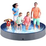 Niubya Foldable Dog Pool, Collapsible Hard Plastic Dog Swimming Pool, Portable Bath Tub for Pets Dogs and Cats, Pet Wading Pool for Indoor and Outdoor, 200 x 30 cm