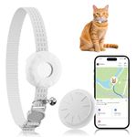 Cat Tracker with Breakaway Cat Collar, GPS Tracker No Monthly Fee, Waterproof Pet Tracker for Cats | Real-Time Tracking | 365-Day Battery Life, Trackers Tag for Pets, Cats Anti-Lost Device, White