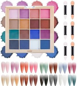 MKNZOME 16 Colors Nail Pigment Powder Palette, Chrome Powder for Gel Nails Colored Nail Powder, White Blue Pink Purple Nail Art Palette Manicure DIY Accessories