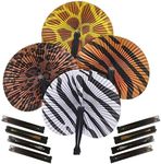 ArtCreativity 10 Inch Safari Print Folding Fans, Pack of 12 Foldable Fans in Assorted Colors and Designs, Goodie Bag Filler, Party Favors and Supplies, Fun Novelties and Gifts for Kids Ages 3+