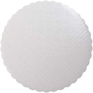 O'Creme White-Top Scalloped Round Cake and Pastry Board 3/32 Inch Thick, 12 Inch Diameter - Pack of 10