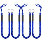 Bungee Dock Lines for Boat,Boating Accessories 4 Pack Pontoon Rope with Staineless Steel Clip,Jet Ski,PWC,Kayak,Power Boat,Dinghy,Bass Boat,Yamaha,WaveRunner,Watercraft,SeaDoo,Canoe(Blue,4-5.5ft)