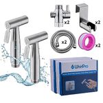 WhirlPro - Luxury Stainless Steel Bidet Sprayer, Jet Spray for Toilet Seat, Adjustable Pressure, Cloth Diaper Spray, Enhance Bathroom Hygiene, Ideal Bidet Attachment, Feminine & Baby Wash (2-Pack)