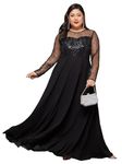 Miss Chase A+ Women's Solid Embellished Maxi Dress (APAW21D06-21-62-07, Black, 2XL)