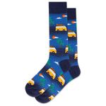 Hot Sox Men's Fun Pop Culture & Celebration Crew 1 Pair Pack-Cool & Funny Conversation Starter Novelty Fashion Socks, Beach Van (Denim Heather), 4.5-12 UK