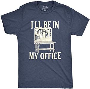 Mens Ill Be In My Office Tshirt Funny Tools Garage Shed Tee (Heather Navy) - XL